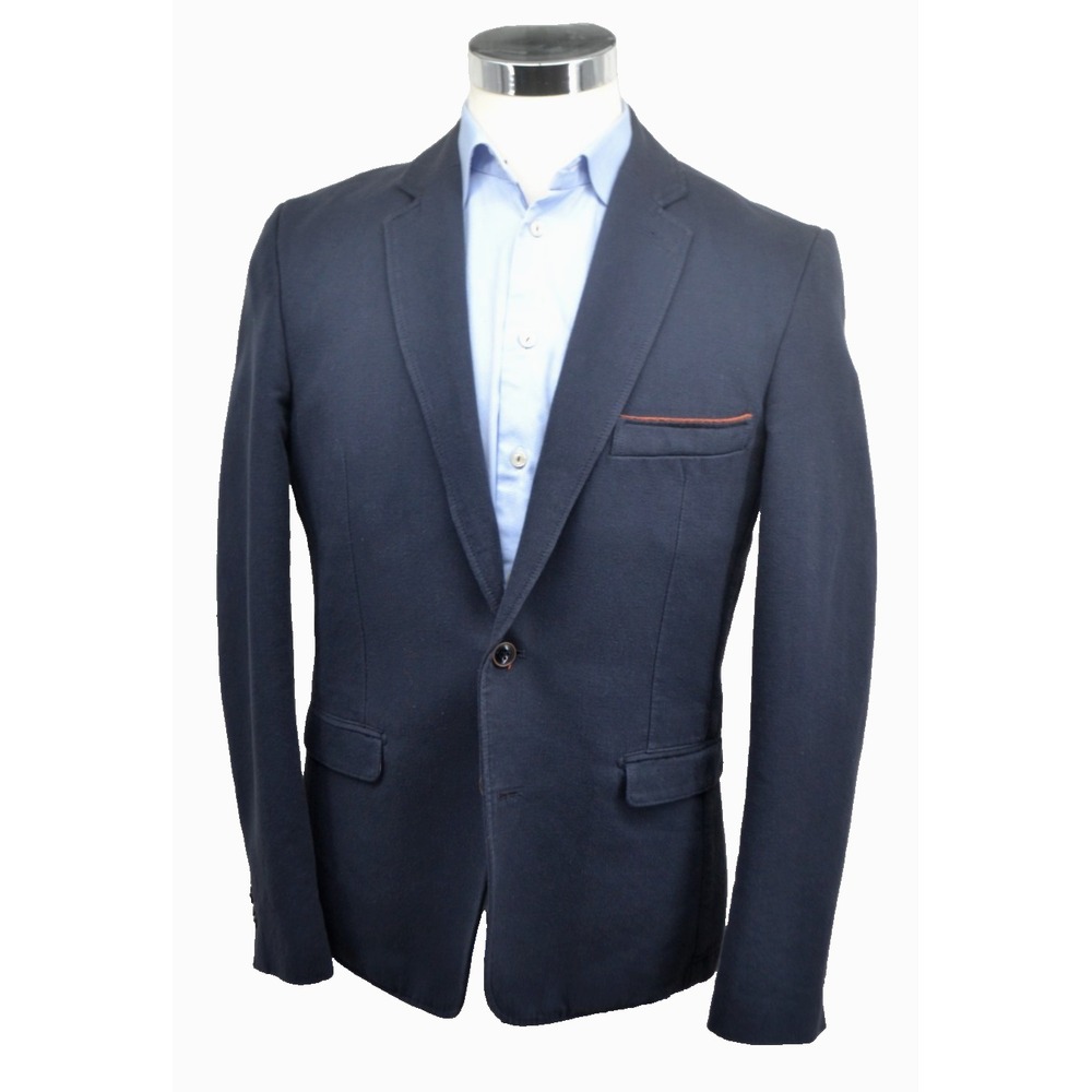 MEXX Men's 2 Button Half Lined Cotton Blend Sport Coat SIZE 40R Solid Navy